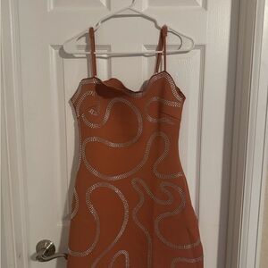 Fun Orange Dress with Rhinestone Accents